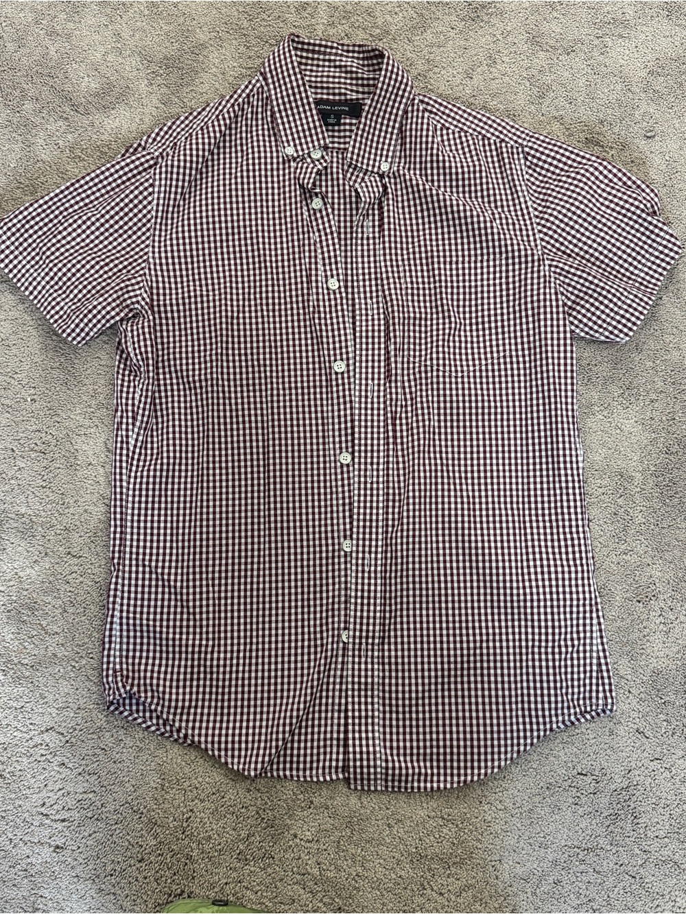 Adam Levine Collection Short-Sleeve Checker Button-Down Shirt - Burgundy & White